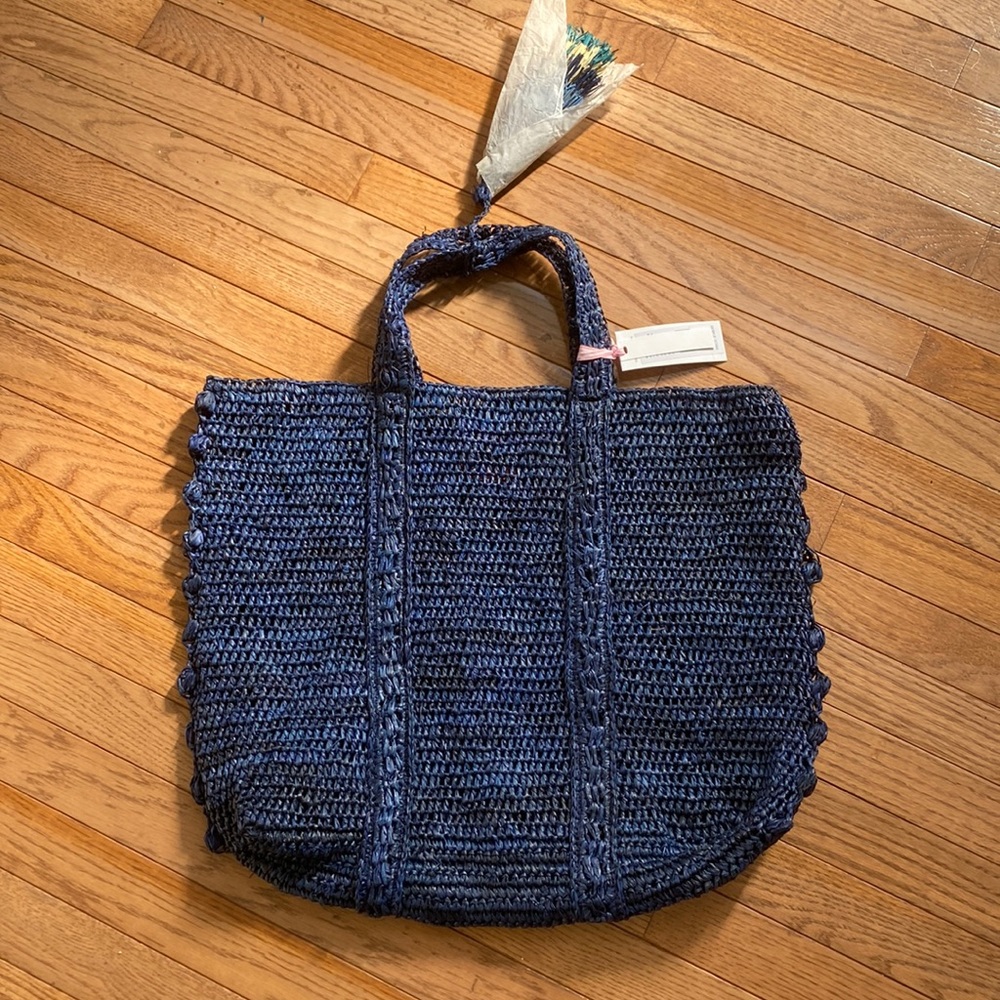 Vineyard vines straw beach tote Blue